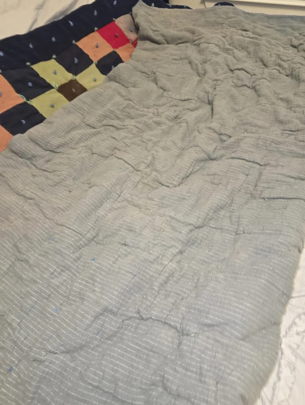 Vintage Wool Patchwork Block Quilt